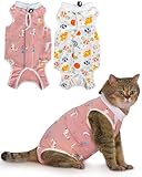 Lot de 2 Combinaison pour Chat Plaies Abdominales,Gilet de Récupération et de Protection...