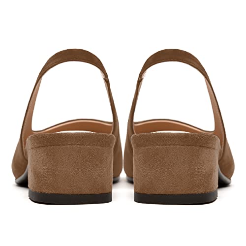 FEMSTEP Womens Dating Sexy Suede Leather Square Toe Slip On Slingback Chunky Low Heel Pumps Shoes 1.5 Inch4