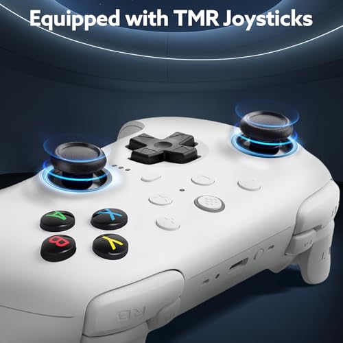 Image of 8BitDo Ultimate 2 Wireless Controller with TMR Joysticks for Windows & Android, Gaming Controller with Switchable Hall Effect /Tactile Triggers, RGB Fire Ring,8Speed Wireless Tech, Charging Dock, White