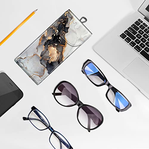 Image of FINTIE Double Glasses Case with Carabiner Hook, Portable Vegan Leather Eyeglass Case Anti-scratch Sunglasses Pouch