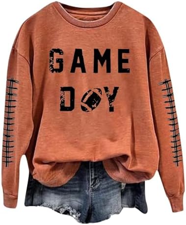 Football Sweatshirts For Women Lightweight Game Day Shirts Long Sleeve Fall Sweatshirts 2024 Crewneck Outfits Tops Football Sweatshirts For Women Lightweight Game Day Shirts Long Sleeve Fall Sweatshirts 2024 Crewneck Outfits Tops
