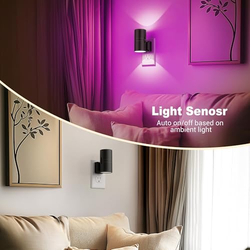 Image of JandCase Color Night Light, LED Night Lights Plug into Wall, Color Changing Nightlight RGB with Light Sensor,Kids Gifts, Halloween, Christmas, Holiday, Hallway Bedroom Kids Room, 2 Pack