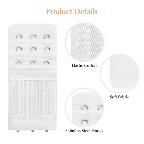 Image of 3Hooks Bra Extenders for Women, 6Pcs Adjustable Back Bra Strap Extender, Women's Elastic Comfortable Elastic Bra Strap Extenders for Plus Size