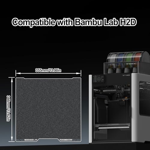 Image of 355x346mm Black PEI Double Side Build Plate for Bambu Lab H2S /H2D, 3D Printer Parts Textured PEI Spring Steel Plate Print Bed for Bambulab H2D 3D Printers