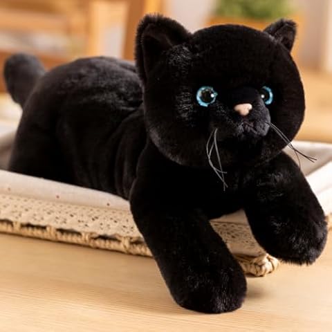 SNOWOLF Cat Stuffed Animals Plush Toy, 20" Realistic Black Cat Plushie Kawaii Toys Soft Cat Kitten Doll Gift for Boys Girls Birthday Christmas Cover