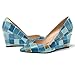 NUMALEO Women's Wedge Slip On Office High Heel Pointed Toe Solid Casual 3.3 Inch Pumps Shoes Denim Plaid Size 8 - Zapatos de Mujer de Tacon Bajo Elegantes