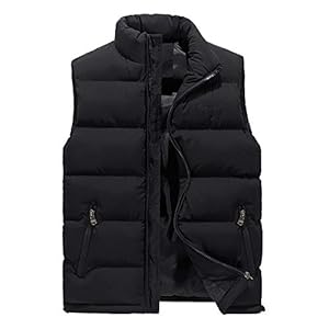 AnyuA Gewatteerd vest voor heren, met ritssluiting, zakken, voering met klittenbandzak