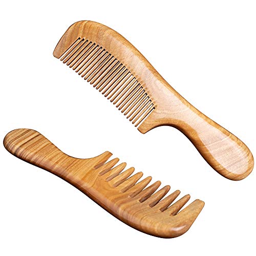 2 Piece Detangling Hair Comb Wooden Comb for Women Curly Hair