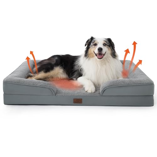 Image of Bedsure XL Self Warming Orthopedic Dog Bed for Extra Large Dogs - Washable XLarge Dog Bed Waterproof, Comfort Pet Couch with Removable Cover, Pets Sofa with Nonskid Bottom, Grey, Non-Electric