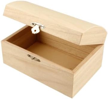 Create Crafts 575440 Creativ 1-Piece Wooden Treasure Chest with Curved Lid and Metal Clasp, Brown, 16.5x11x8.55