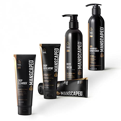 MANSCAPED Shower Essentials Includes: Ultra Premium Body Wash, 2-IN-1 Shampoo & Conditioner, Crop Cleanser Gentle Groin Wash, Crop Gel Clear Shaving Gel, Crop Exfoliator Soothing Groin Exfoliant MANSCAPED Shower Essentials Includes: Ultra Premium Body Wash, 2-IN-1 Shampoo & Conditioner, Crop Cleanser Gentle Groin Wash, Crop Gel Clear Shaving Gel, Crop Exfoliator Soothing Groin Exfoliant