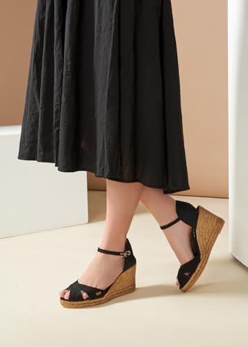 Image of VISCATA Aiguablava Canvas Wedges with Ankle Strap