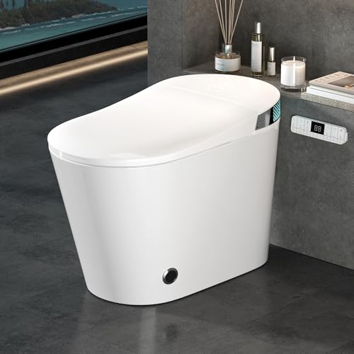 WinZo Smart Toilet, Modern Smart Toilet with Bidet Built In with Foot Kick, Tankless Toilets Auto Open/Close Lid with Dryer, ADA Comfort Height Heat Seat, Instant Warm Water, Power Outage and Flush Black miniatura 1