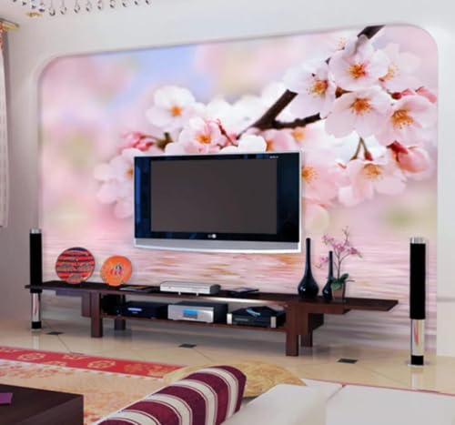 Papier peint 3D XLMING pour agrandir une salle à manger avec un décor fleur de pêcher rose