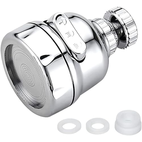 Image of 360 Degree Swivel Faucet Tap Aerator - Adjustable 3 Mode Water Saving ABS Plastic Splash Proof Nozzle Filter for Bathroom Kitchen (Short)