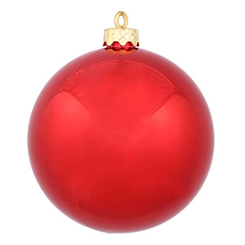 Vickerman-6-Red-Shiny-Ball-Ornament-Red-4-Pack-Holiday-Decorations-Red-Christmas-Decorations-UV-Resistant-Shatterproof-Ornament-Reliable-and-Durable
