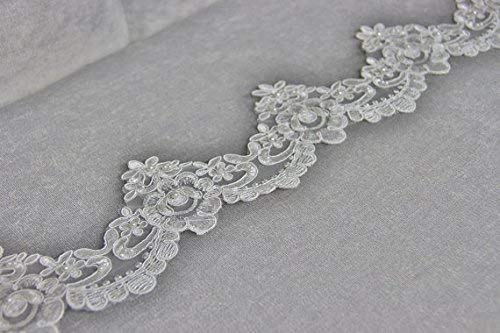 bridallaceuk 2002 festonné Ivoire avec Sequins à Paillettes pour mariée, Ivoire, 5 Yards