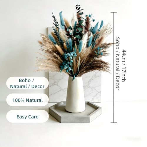 Ramo de flores secas azul con pasto pampas y eucalipto miniatura 2
