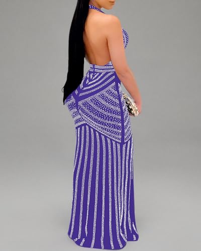Image of PORRCEY Women's Sexy Rhinestone Mesh See Through Party Night Prom Dress