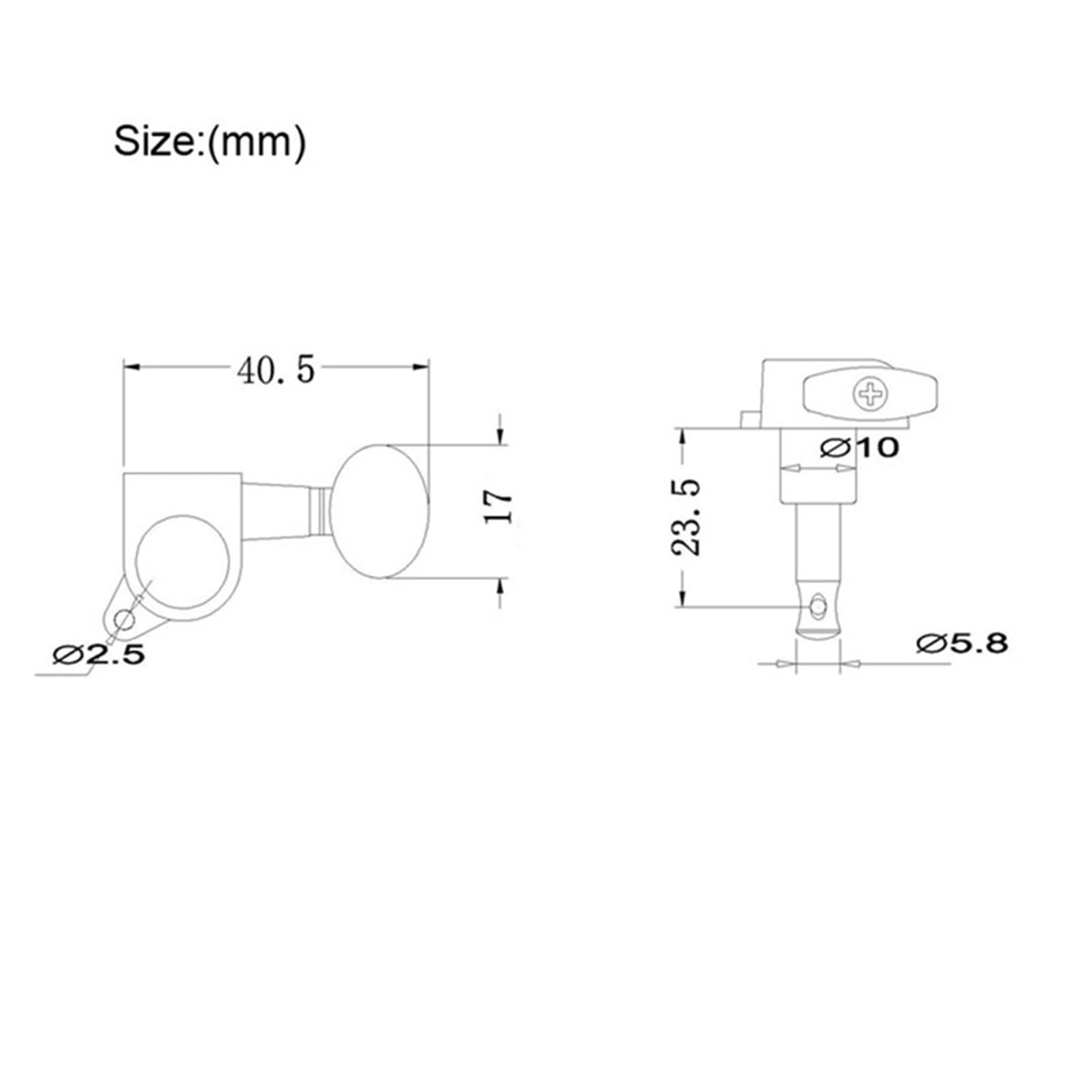 kołki stroikowe Sealed Gear String Tuners Kołki Do Tuningu Kluczowe Głowice Maszyn Do Akustycznej Gitary Elektrycznej Złoty Chrom (Color : Chrome 3R3L)