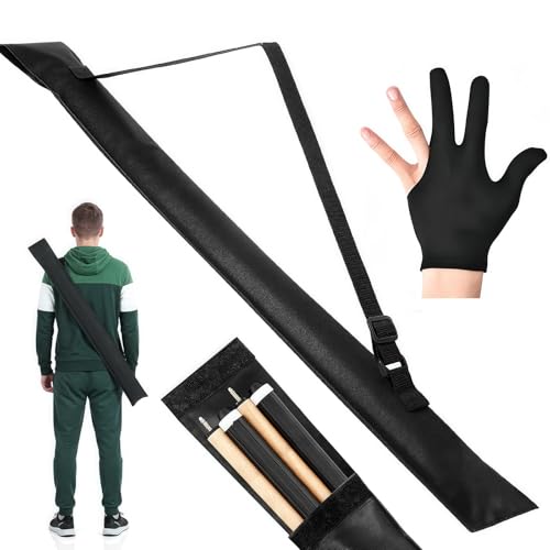 BIVYAX Bolsa de Taco de Billar Y un guante,Billiard Cue Bag,Pool Cue Bag, Estuche para Taco de Billar Portátil Bolsa de Palos, para Almacenamiento de Varillas de Billar de 1/2 Snooker