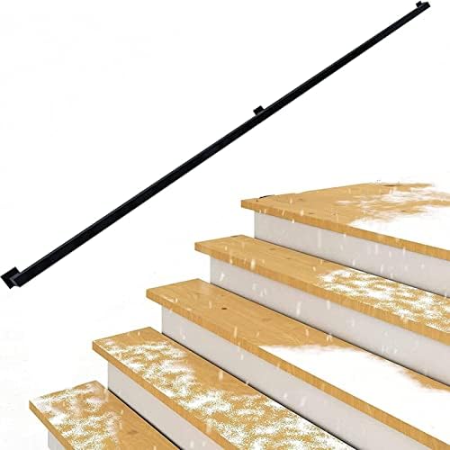Industrial Metal Staircase Handrail Kit - Non-Slip Wrought Iron Banister with Wall Mount Supports for Indoor/Outdoor Safety & Stability, Perfect for Home & Commercial Use