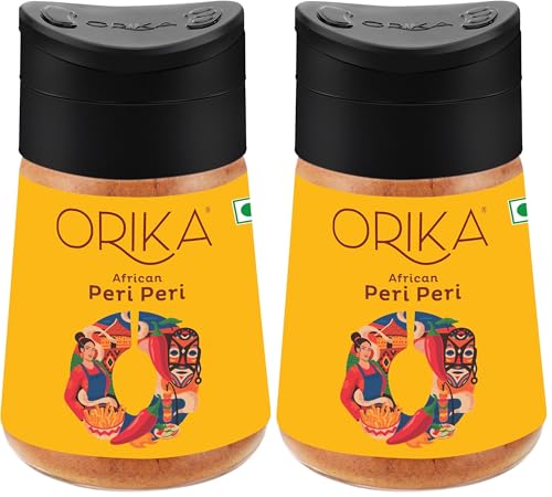 Image of Orika African Peri Peri Masala Powder Sprinkler 75g | Spicy & Flavorful Piri Piri All Pupose Seasoning | Perfect for Grilling, Cooking and Sprinkling | No Artificial Flavours or Colours (Pack of 2)