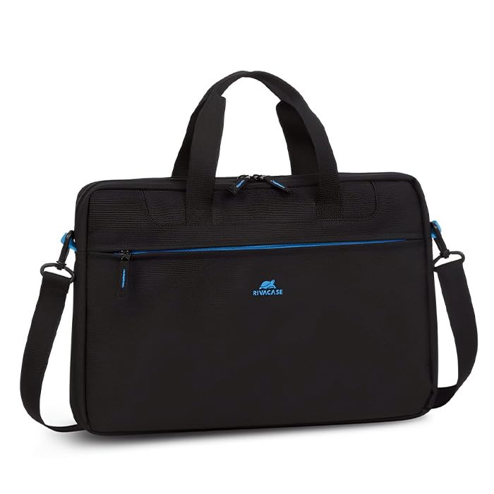 Image of RIVACASE Regent 8027 Black Laptop Bag 14 inch Inches Smart Design Durability for both Versatility and Style Briefcase for Macbook, Laptop with Smart Organizer, Professional Bag for Business, Work, Travel