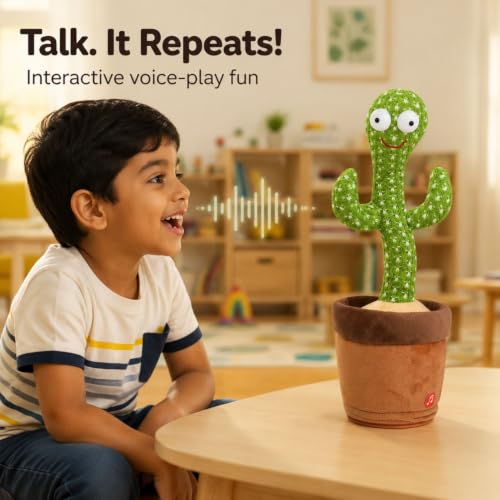 Image of Toy Imagine Rechargeable Talking Cactus Toy for Kids - Musical Dancing, Speaking Cactus Toy for Babies - Educational Talking Toy for Baby Boys & Girls (0-3 Years) - Speaking, Repeating for Toddlers