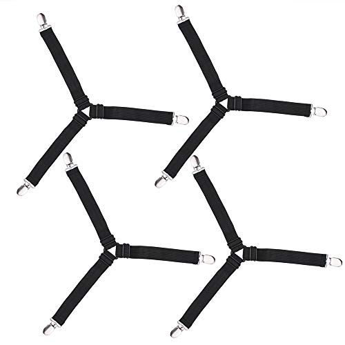 8 correas ajustables Joseche para sábanas o sofás de color negro