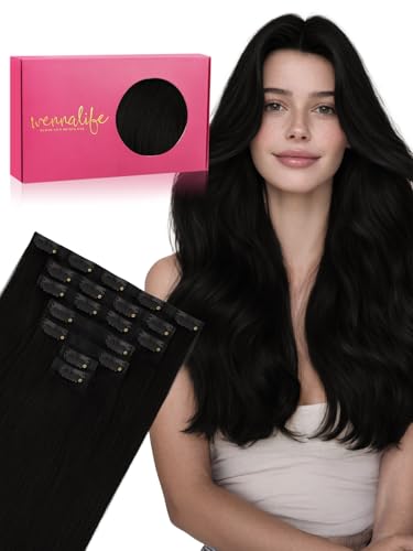 WENNALIFE Clip In Extensions Echthaar, Clip In Extensions Hair Extensions Clip In Remy Natürliche Echthaar Extensions Clip Haarverlängerung Echthaar
