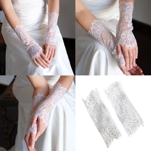 Elegant Floral Lace Fingerless Gloves for Bridal Wedding Party Vintage Wrist Sleeves Accessories2