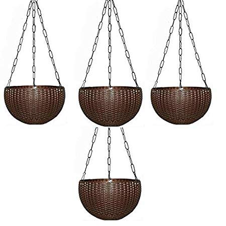 ΣaglesFord Plastic Hanging pots for Plants and Flowers for Garden Balcony dŽcor -Pack of 4, Coffee (Brown) (B084Z53H7F) Amazon Price History, Amazon Price Tracker