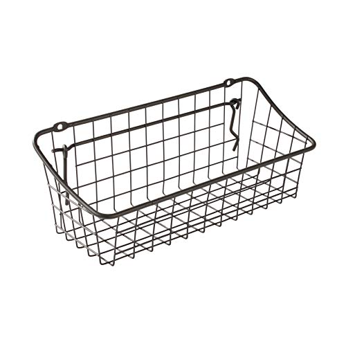 Spectrum Pegboard & Wall Mount Wire Basket Small (Industrial Gray) - Storage & Organizer for Garage, Tools, Shed, Home, Work Bench, Crafts, & More