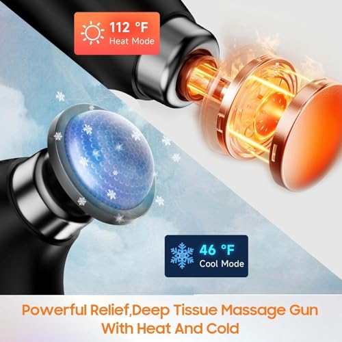 Image of Massage Gun with 10 Replacement Heads, Massage Gun with Heat, Back Massager for Pain Relief Deep Tissue, Massager for Shoulder & Back Muscle Recovery, (Black)