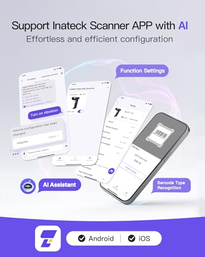 Image of Inateck 2D Barcode Scanner, Wireless Bluetooth QR Barcode Scanner, Handheld Scanner with APP and SDK, 1 Charge for 3 Months, BCST-23 Dark Gray