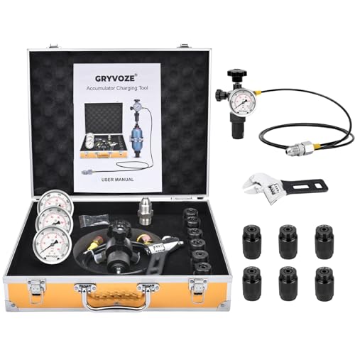 Hydraulic Nitrogen Accumulator Charging Kit with Gauges
