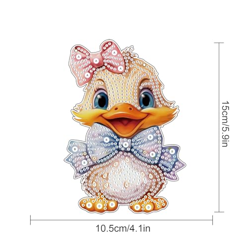 Image of Duck Animal Diamond Painting Hanging Kit - DIY Acrylic 5D Special Shaped Diamond Art Pendant Ornament Board for Wall, Door Garden Decoration, Handmade Craft Kit Gift for Adults and Beginners