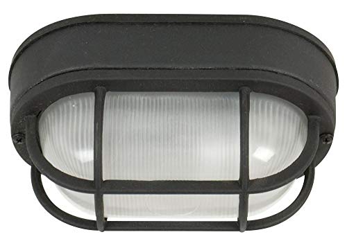 Image of Craftmade Z396-TB Bulkhead Outdoor Marine Flush Mount Ceiling Lighting, 1-Light 60 Watt (5 inch W x 9 inch H), Matte Black