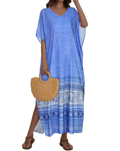 Image of Kaftan Dresses for Women V Neck Caftan Batwing Sleeve Swimsuit Cover Up