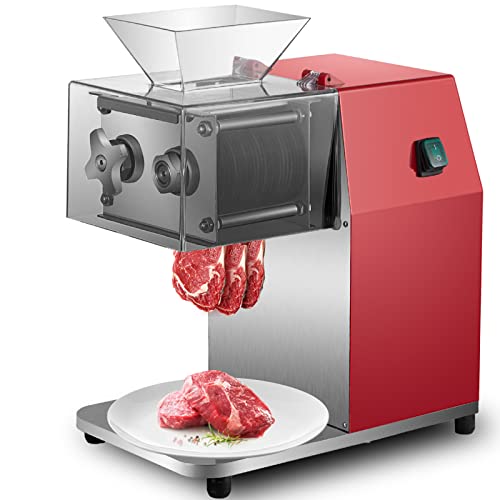 VEVOR Commercial Meat Cutting Machine, 551 Lbs/H 850W Meat Shredding Machine, 10mm Blade Electric Meat Cutter, Stainless Steel Restaurant Food Cutter, for Kitchen Supermarket Lamb Beef Chicken, Red