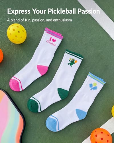 Image of Jeasona Pickleball Socks for Women Pickleball Gifts for Women Pickle Ball Lovers Funny Crew Socks Athletic Socks