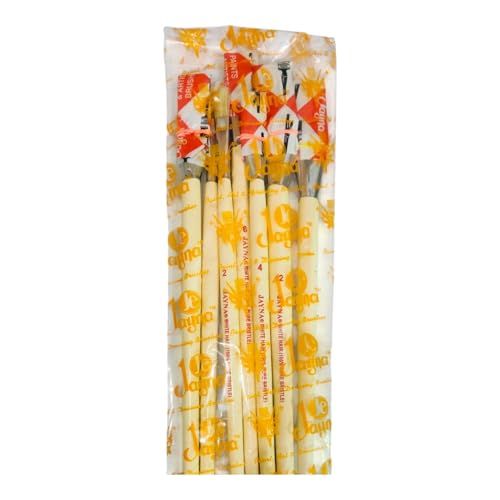 Image of Hog Hair Banner Paint Brush Set | Natural White Bristle Brushes for Broad Strokes, Background Washes, Oil & Acrylic Painting, Smooth Coverage & Texture Effects | Sizes 2-12, Set of 7