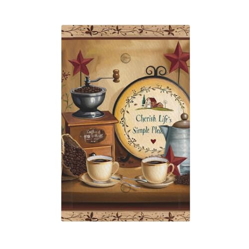 CZRPKEN Vintage Coffee Kitchen Art Light Switch Covers Decorative 1 Gang No Device Wall Plate Farmhouse Rustic Hand-Painted Decor Single Blank Wallplate Faceplate Gfci Light Outlets Coffee Bar
