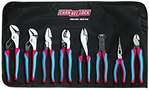 CHANNELLOCK CBR-8 8pc Electrical Pliers Tool Set with Tool Roll | Made in USA | Forged High Carbon Steel