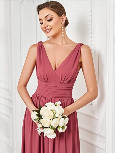 Image of Ever-Pretty Womens Bridesmaid Dress V-Neck Sleeveless A Line Chiffon Floor Length Formal Dress 09016