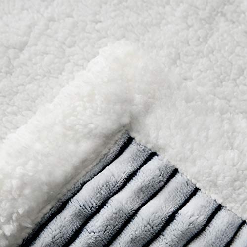 I' Hermu Sherpa Fleece Throw Blanket For Couch (Large 51‘’X 63‘’, Blue And White Strip) Soft Plush Blankets Fluffy Fuzzy Warm Cozy Throws For Sofa Bed #TOP1