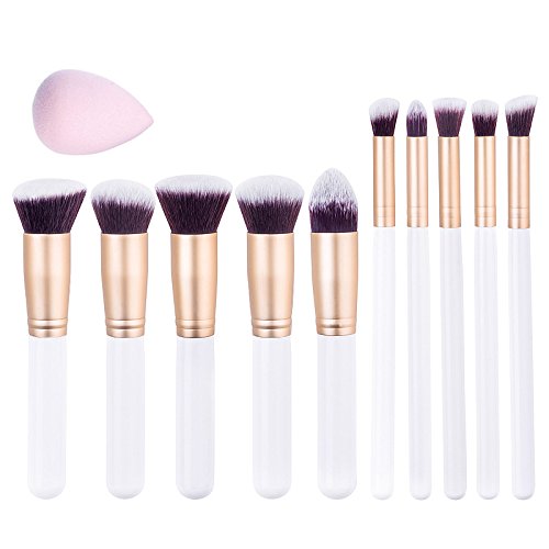 BAWYU Makeup Brush Set Premium Makeup Brush Set Eyeliner Face Powder Lip Brush Synthetic Makeup Brush With Makeup Blander(10pcs, Golden Black,Pink,White)