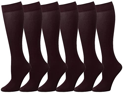 Image of Falari 6-Pack Women Trouser Socks with Comfort Band Stretchy Spandex Opaque Knee High