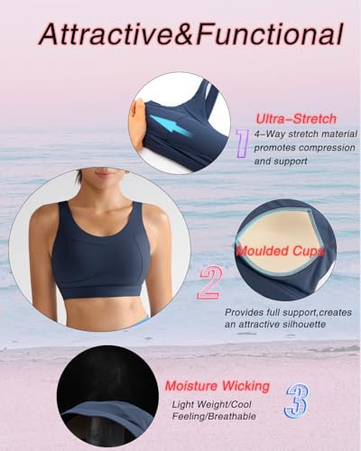 Image of RUNNING GIRL High Impact Sports Bras for Women,Racerback Running Bra Workout Crop Tank Tops Longline Sports Bra Push up